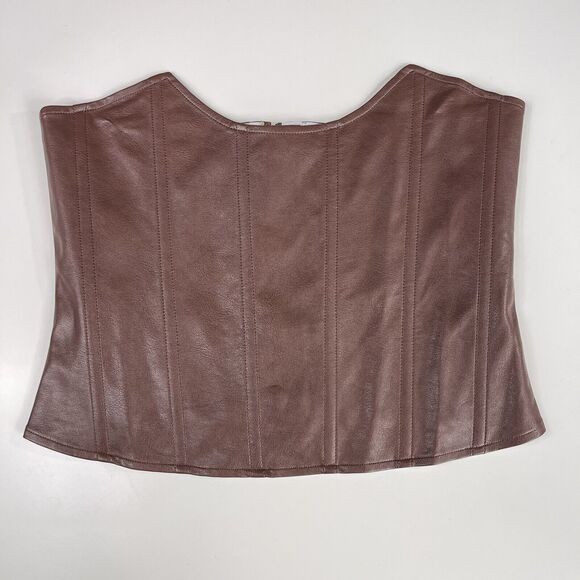 Miaou | NWT Brown Vegan Leather Set Junior Pant Leia Corset L - Picture 4 of 14